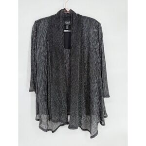 R&M Collection Black Silver Metallic Striped Cardigan and Tank Set Women's Sz XL